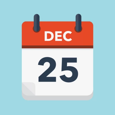 Calendar icon showing 25th December